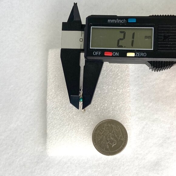 Sterling Silver 925 Dainty Round Turquoise Cabochon Feather Band Ring Size 4.75 - Picture 14 of 16